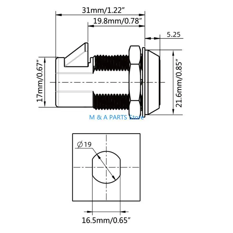 U1JF 19mm 관형 캠 잠금 장치(2개의 키 포함) 캠 캐비닛 잠금 장치, 서랍 잠금 장치, RV 구획 잠금 장치, 찬장 잠금 장치