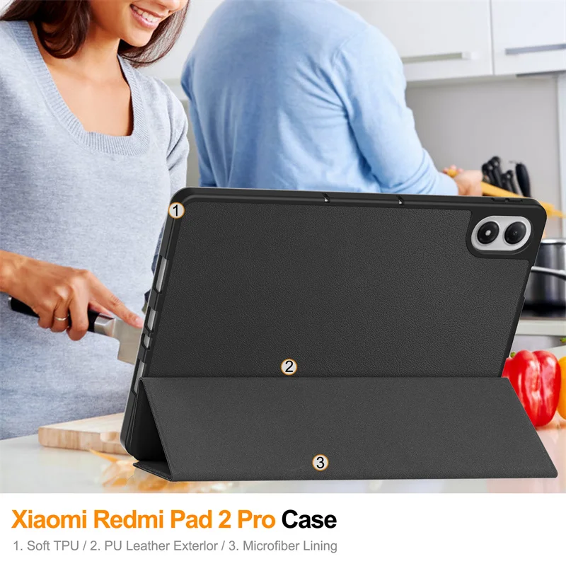 Premium PU Leather Folio Case with Pencil Holder