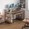 Computer Desk, 48 Inch Home Office Desk, Gaming Desk, 47" Study Table Wide Writing Desk for 2 Monitors, Rustic Brown 2