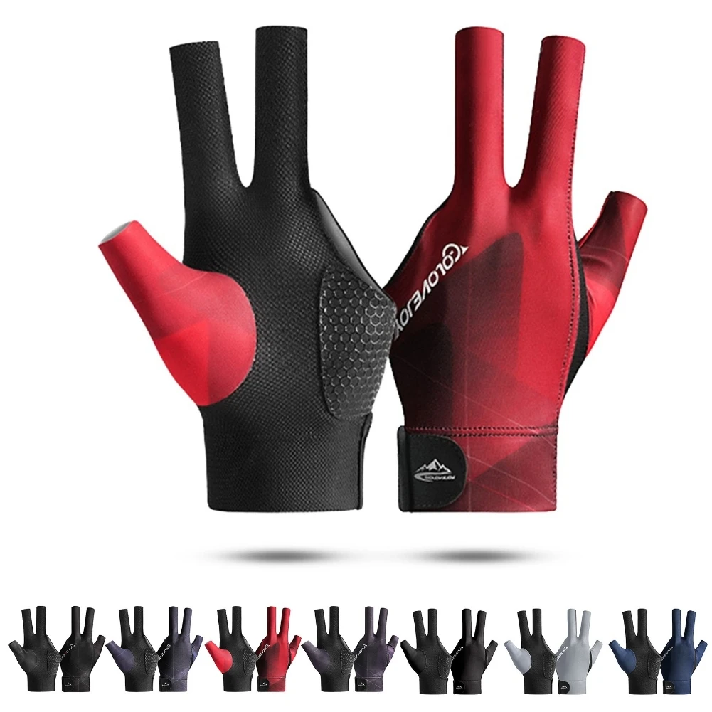 Billiard Gloves Open Finger Adjustable Sticker Polyester Snooker Pool Portable Lightweight Reusable