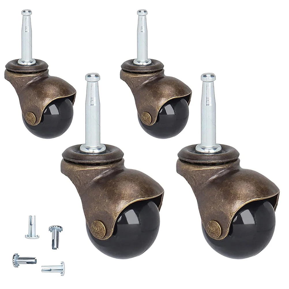 

4 Pcs Heavy Duty Chair Gold Furniture Caster Ball with Rod Wheel Set of Casters Accessories Wheels for Office Home