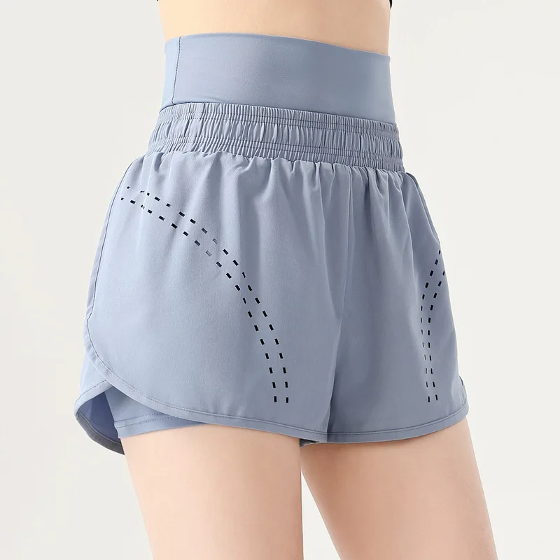 Summer High Waist Running Shorts Women 2 In 1 Quick Dry Loose