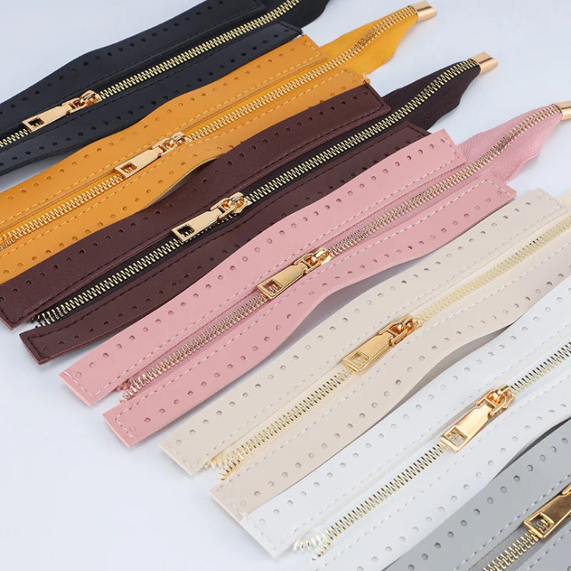 

24cm Metal Zipper PU Leather Zipper For Sewing Handbag Craft Sewing DIY Zipper For Woven All-match Bag Hardware Accessory