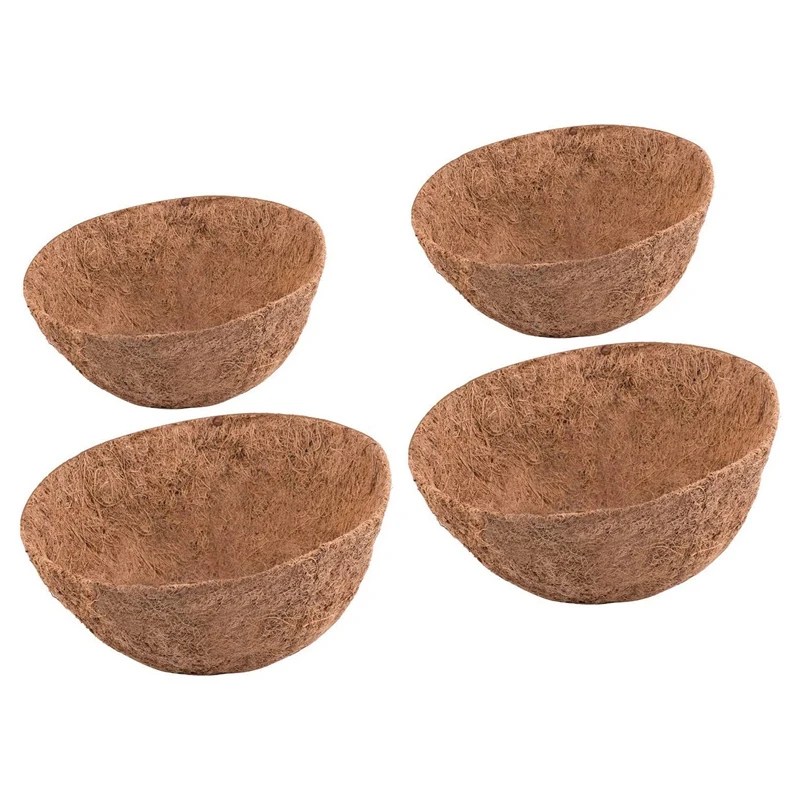 

14 Inch Coco Liner For Planters, 4PCS Round Replacement Plant Basket Liners Natural Coco Fiber Liner For Hanging Basket