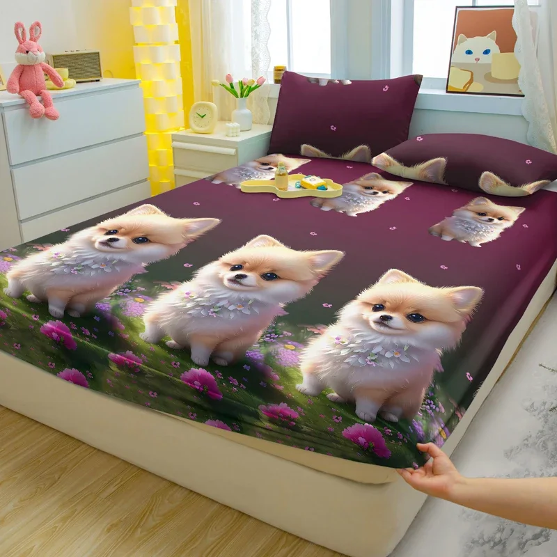 Printed fitted sheet cartoon fun animal matte
