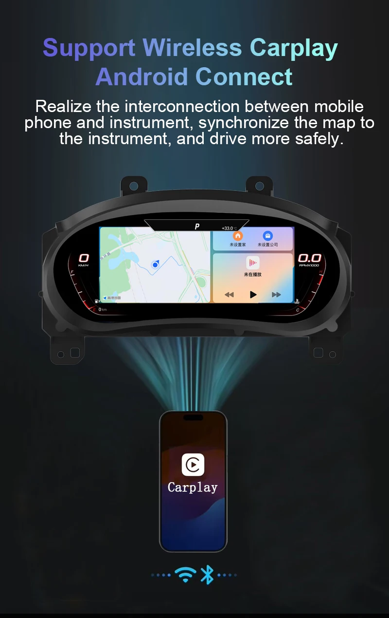 Panel de Instrumentos con Velocímetro Digital LCD de 12.3 Pulgadas, Actualización del Tablero del Automóvil con CarPlay para Chevrolet Camaro 2010-2015, Accesorios para Automóviles 5