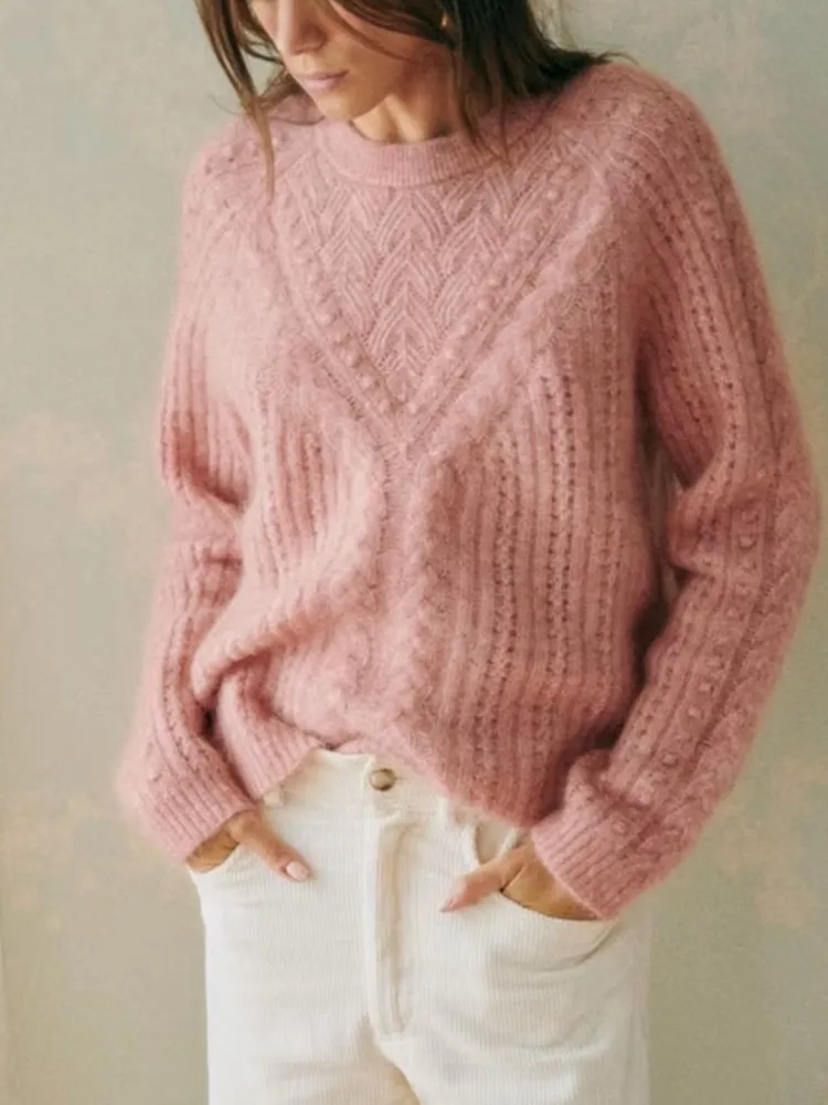 

Solid Color Cashmere Turtleneck Sweater For Ladies 2023 Heart-Shaped Jacquard Slit Versatile Long Sleeves Pullover