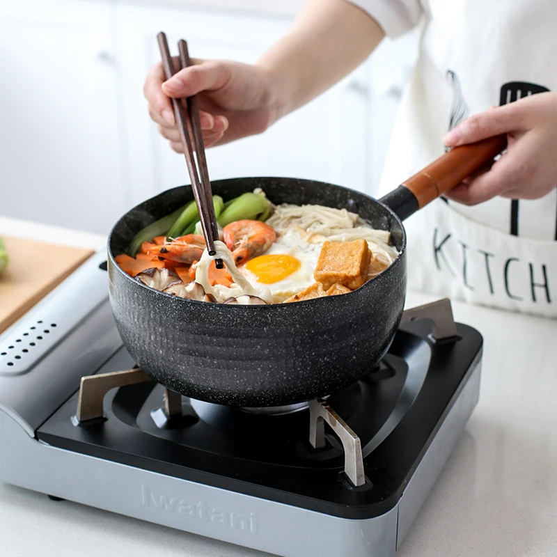 

Japanese-style snow pan, household gas stove for boiling noodle soup, instant noodle pot, hot milk pot, non-stick flower pot