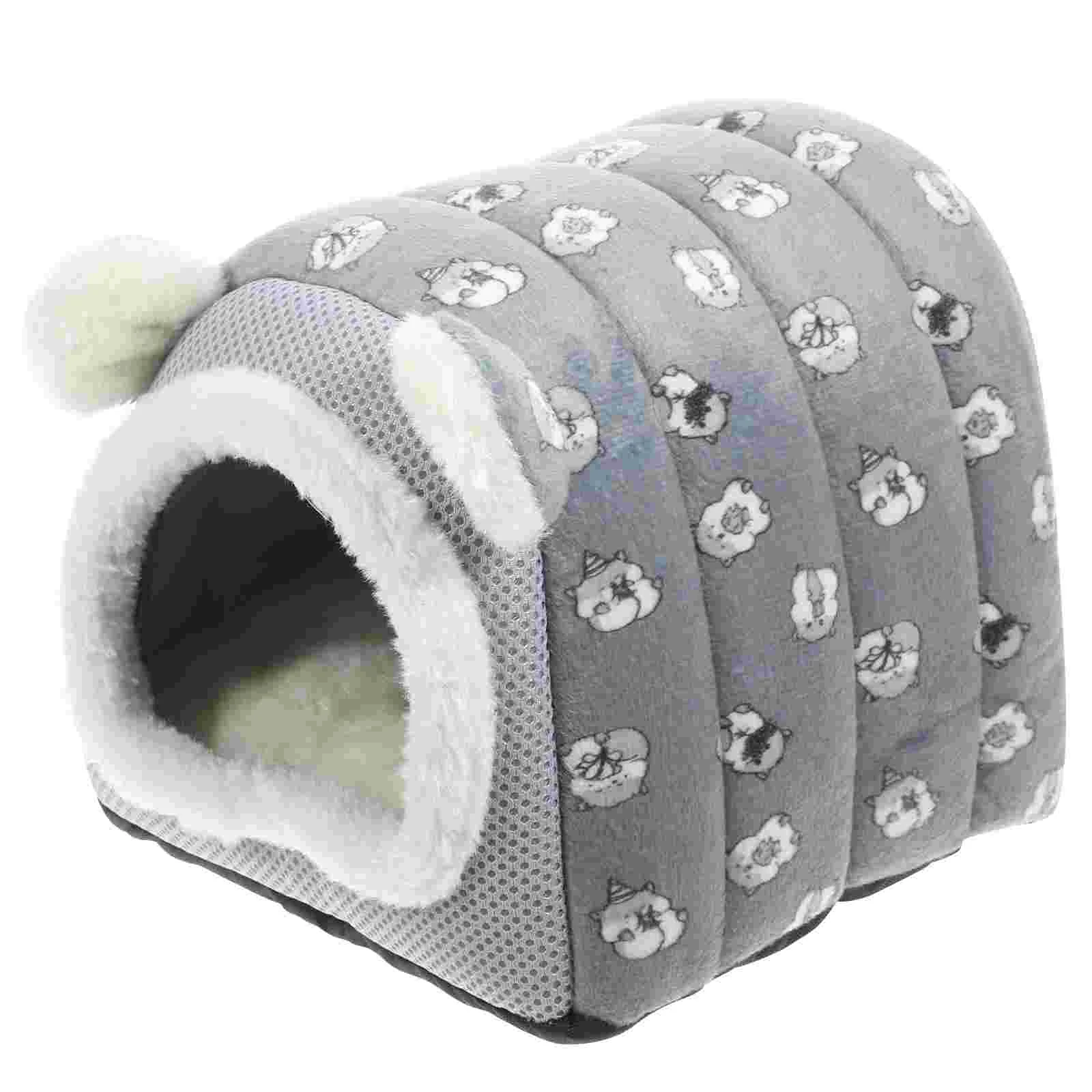 

Cute Hamster House Small Animals Winter Nest Shed Snuggle Hut Warm Hideaway Cage Bed Cotton Swing Tent Toy Clothes