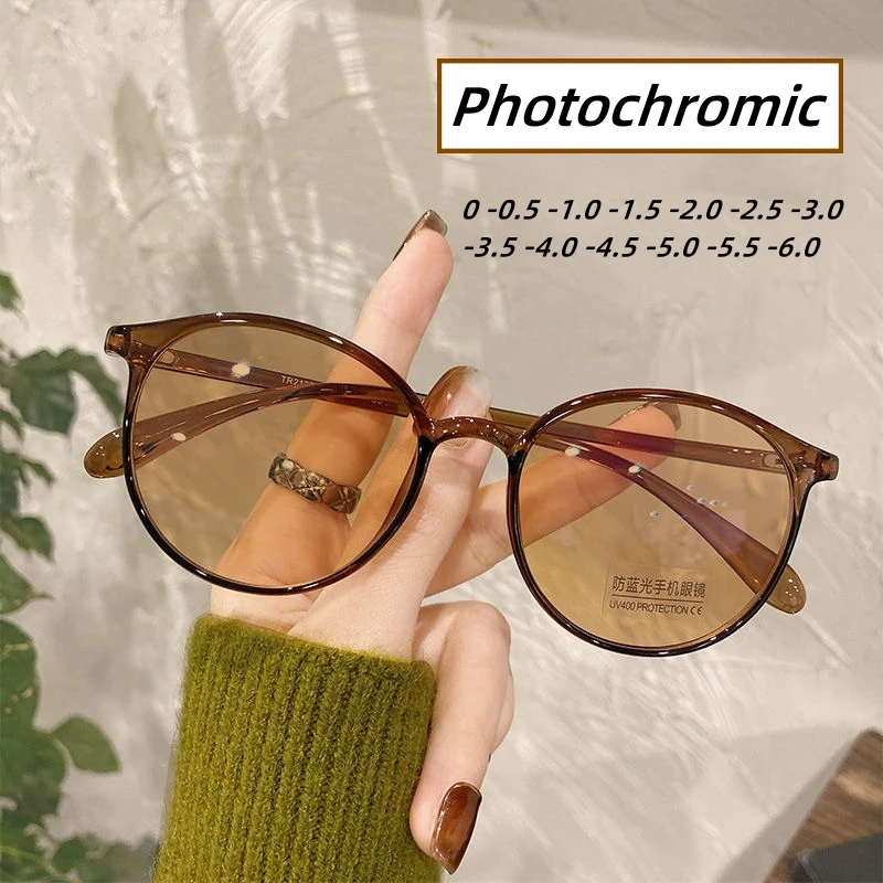 

Outdoor Photochromic Minus Diopter Glasses Unisex Trendy Short-sighted Sunglasses Women Men Myopia Prescription Eyeglasses -0.5