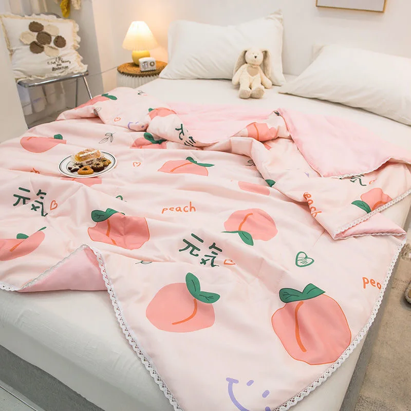 Children Summer Quilt Cartoon Fruits Colorful Comforter Adults Mechanical Wash Floral Lace Quilting Thin Quilts Cool Blankets summer quilt summer quilt set