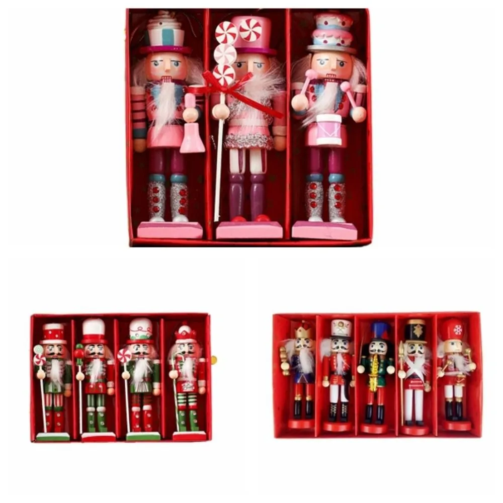 3/4/5Pcs Portable Figurines Nutcracker Puppet Painted Creative Soldier Puppet Pendant Colorful Nutcracker Doll Gifts