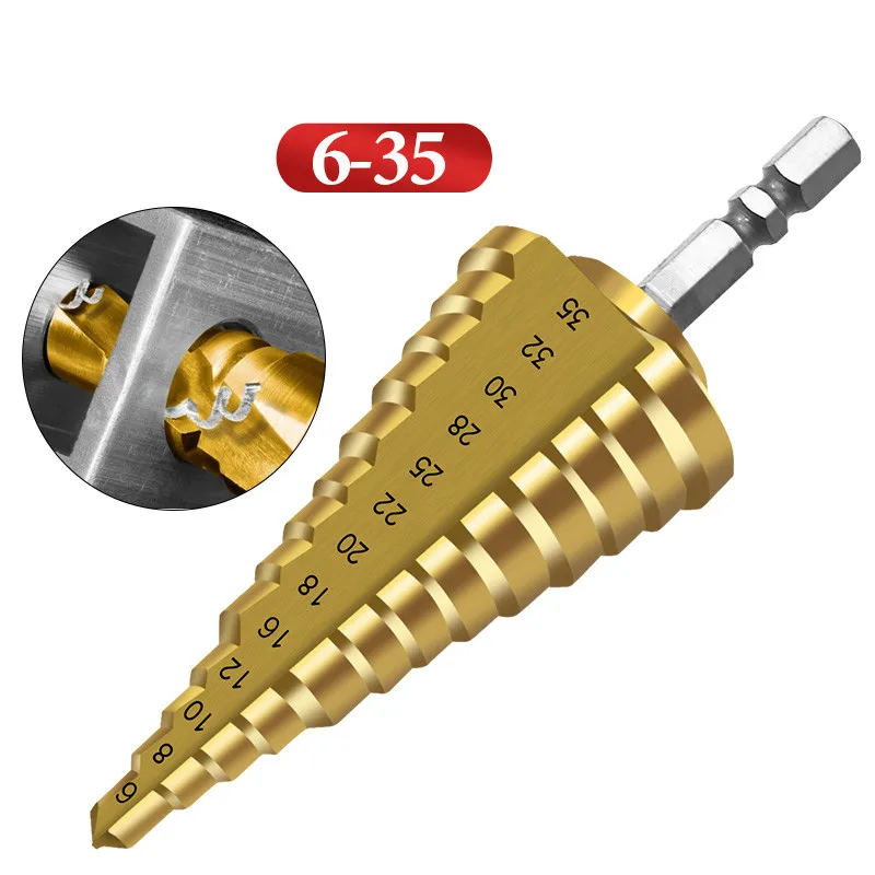 Hexagonal Handle Step Drill Pagoda Drill Twist Drill Steel Plate Tapper 3-13mm HSS Titanium Reaming Drill Tool british hexagonal handle step drill hss reaming hole opening electric drill reaming tool set straight groove titanium plated