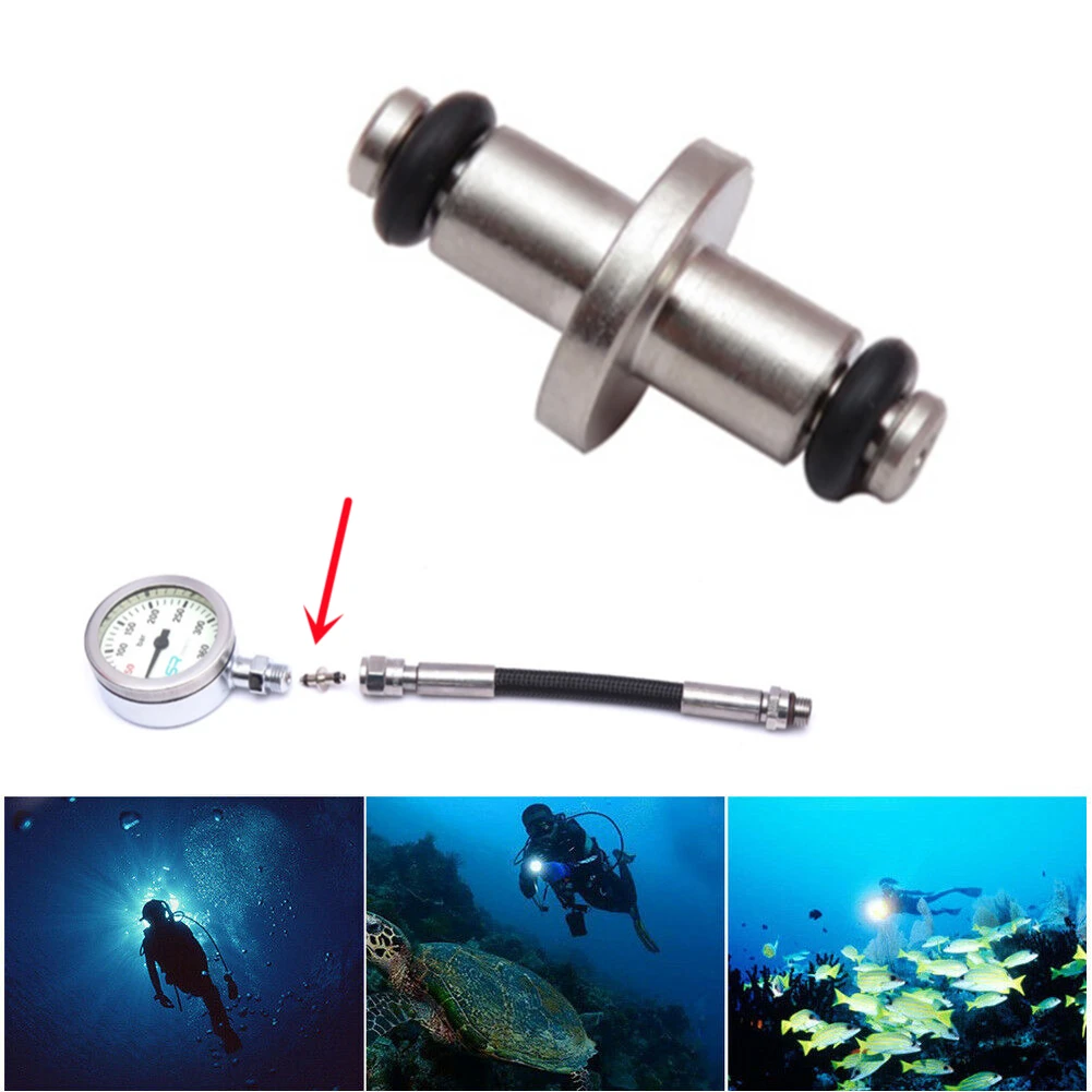 1pc Scuba Diving High Pressure Hose T-End Air Spool Swivel HP Pin Gauge For SPG Gauges Swivel Computer With O-ring 9mmx18mm scuba diving connector adaptor