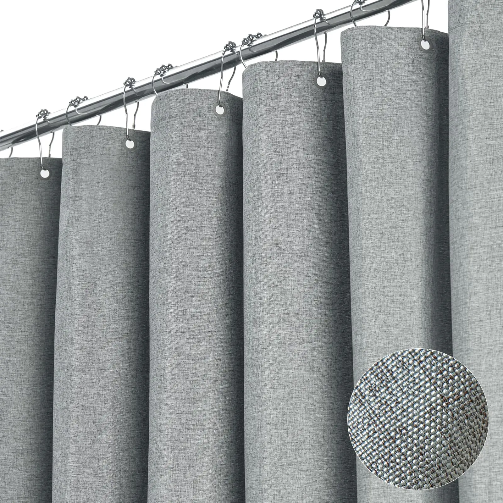K Water shower curtain elegant thicken grey imitation linen polyester curtains waterproof for bathroom with hooks Japanese 220cm shower curtains