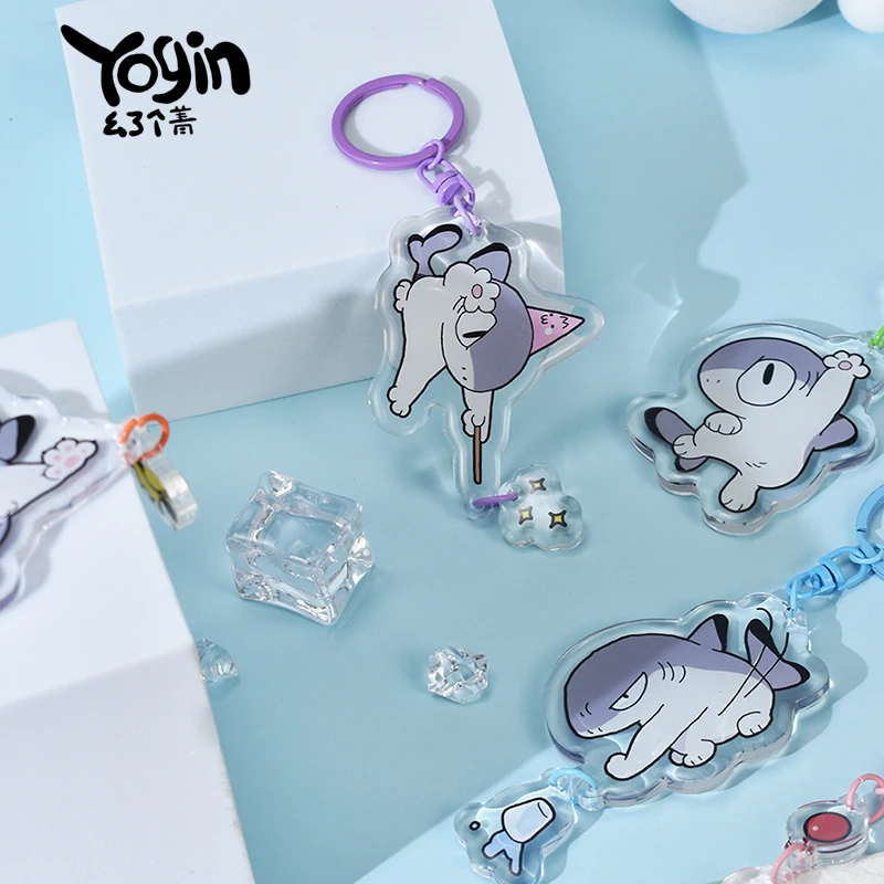 Anime Sharkitty Keychain Game Figure Acrylic Pendant Jewelry Key Chain Fan Gift Handbag Keychains KeyRing 3