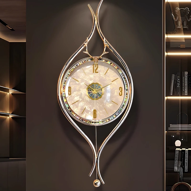 Italian Handcrafted Premium Shell Eye Design Ornate Wall Clock Luxury Minimalist Style Creative Living Room Home Decor Timepiece