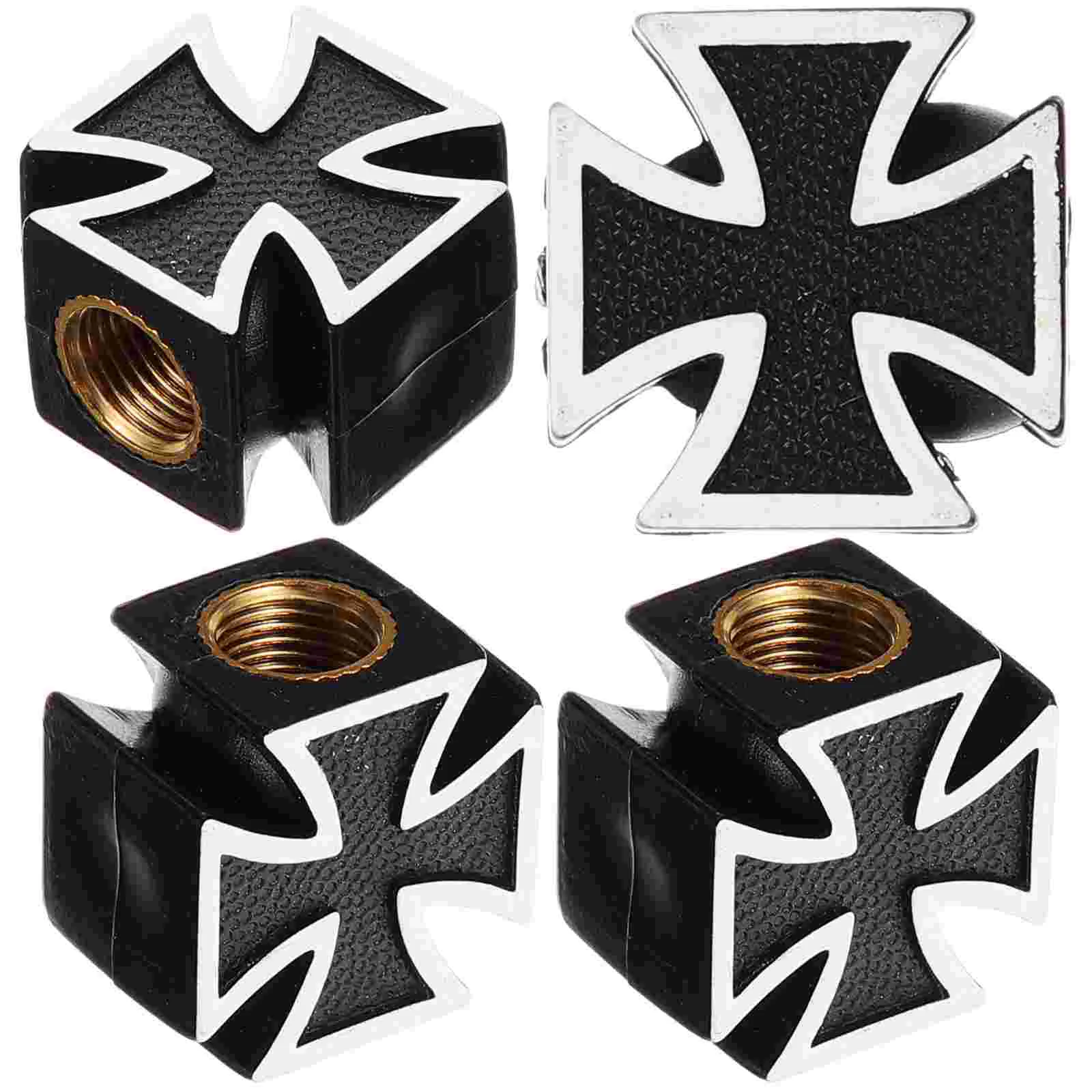 

4 Pcs Cross Valve Cap Car Tire Covers for Cars Leakproof Universal Caps Truck Copper Abs