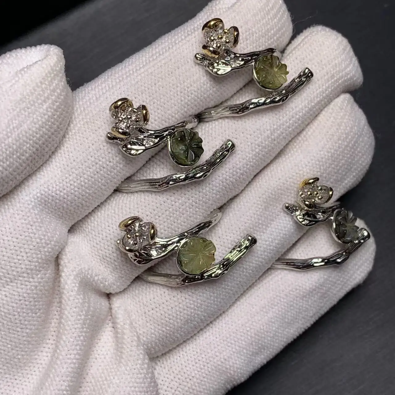 New Arrival Natural Tourmaline Rings Female  Jewelry For Women Gift Copper Cute Stone Flower