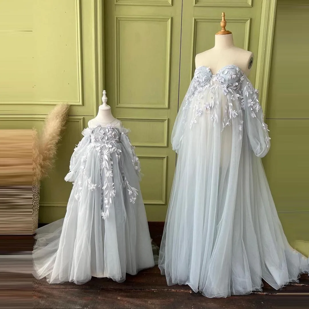 

Фатиновое платье для матери и дочери, с открытыми плечами