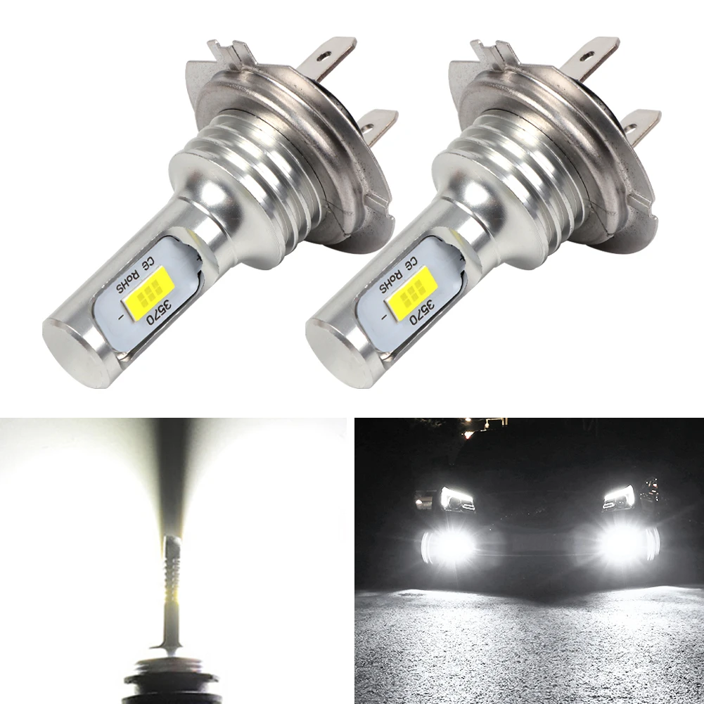 

80W 10000LM Car H7 LED Headlight Kit Beam Bulbs LED Lamp 6000K White IP68 Waterproof Fog Lights Running Lights For Cars 2Pcs