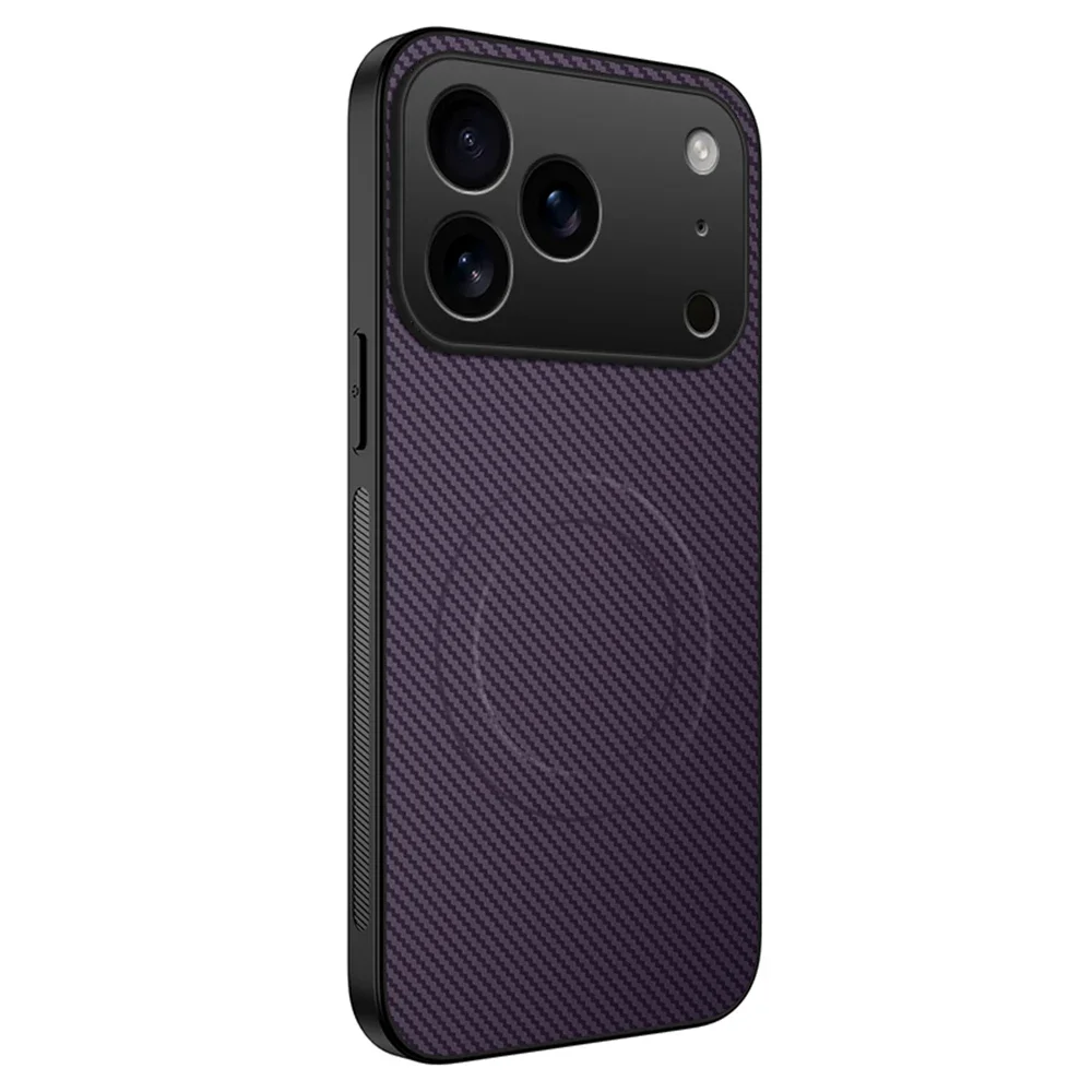 Ultra Thin Carbon Fiber Magnetic Leather Shockproof Military Phone Case with Magsafe Compatibility