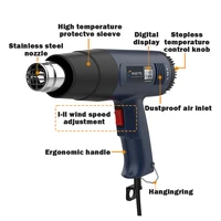 Construction Hair Dryer With Lcd 2000W Shrink Display Heat Gun 110v 220V Thermal Gun Powerful Thermal Blower Mini Hot Air Gun 2