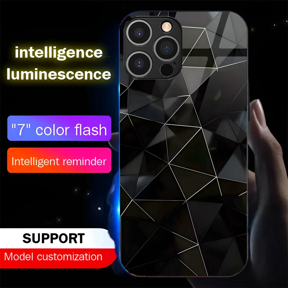 Luxus Geometrie LED Licht Leuchtende Leuchtende Telefon Fall Für Samsung S25 S24 S23 S22 S21 S20 FE Hinweis 10 20 plus Ultra A54 A14