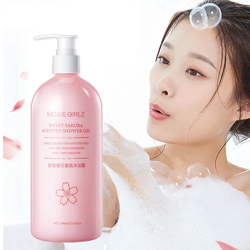 

Sakura Shower Gel Moisturizing Women Body Wash Remove Greasy Cherry Blossom Fragrance Tender Whitening Repair Body Cleansers