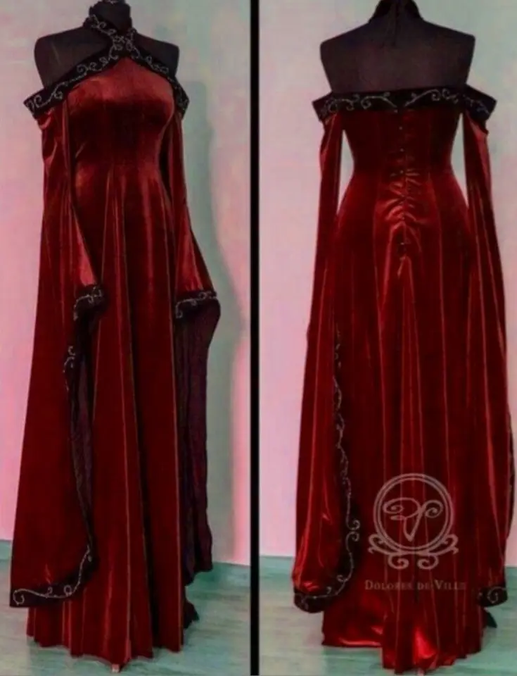 Medieval victorian Velvet Off Shoulder Dress civil war southern