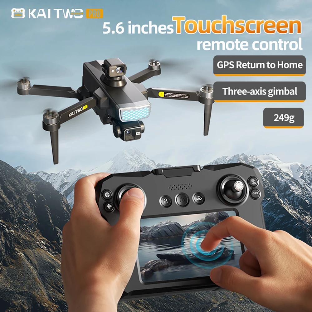 Drone Quadcopter KAITWO PRO 8K Professional GPS HD Camera 5G WIFI FPV Video 5.6 inch large screen remote control RC Dron