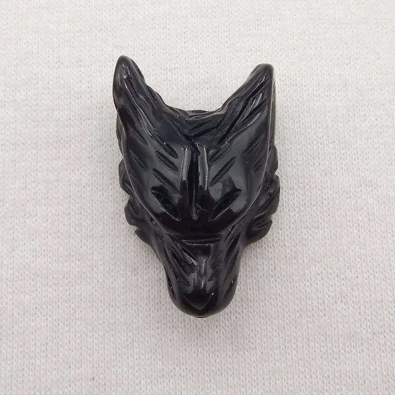 Natural Stone Obsidian Handmade Animal Wolf Head Fashion Pendant Bead 30x19x13mm 7g Fashion Jewelry Necklace Accessories