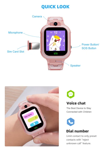 lifcasual 4G Kids Smart Watch 1.4 polegadas Touch Screen LBS WiFi