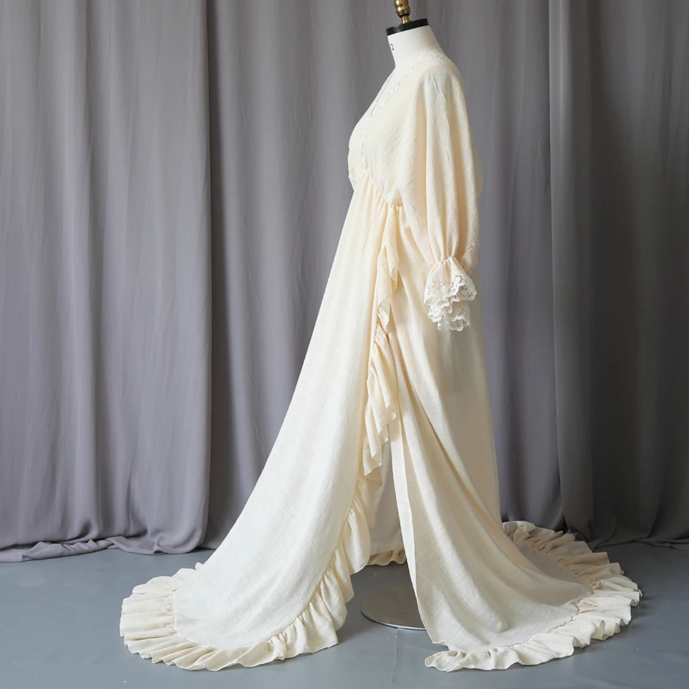 Boho Vintage V-Neck Lace Maternity Dress For Photo Shoot Cotton Linen  Pregnancy Dresses Baby Shower Women's Photography Sessions - AliExpress