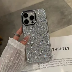 Luxury Bling Glitter Shockproof Phone Case with Soft Bumper Protection - iPhone 12 Pro (Silver)