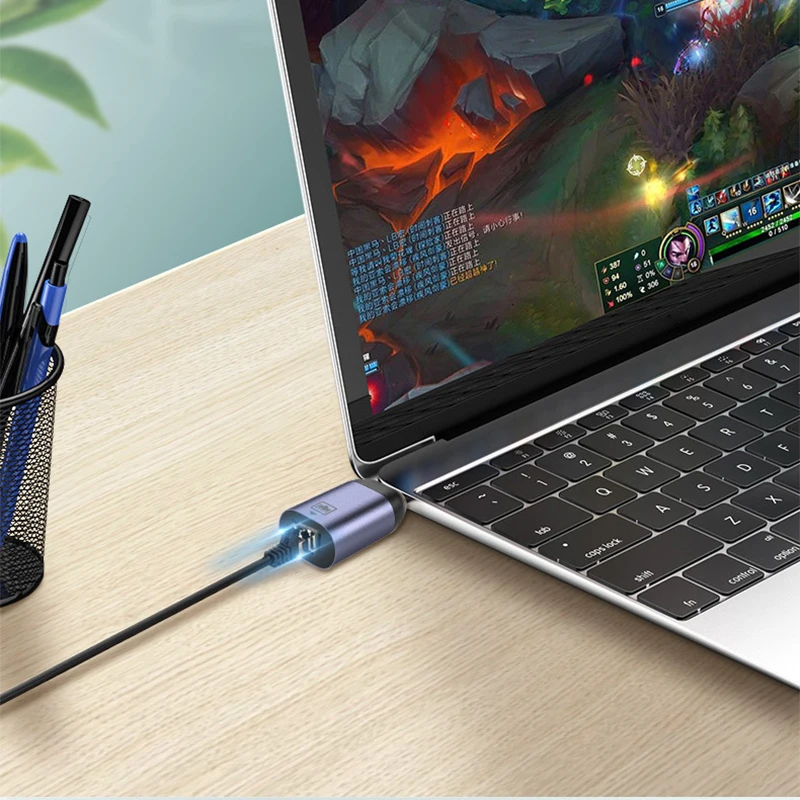 Ethernet Conversor Adaptador Usb tipo c 3.1 Rj45 Lan Ethernet Conversor Plugue de Rede com Fio Externo para Macbook Win 10 - Imagem 3
