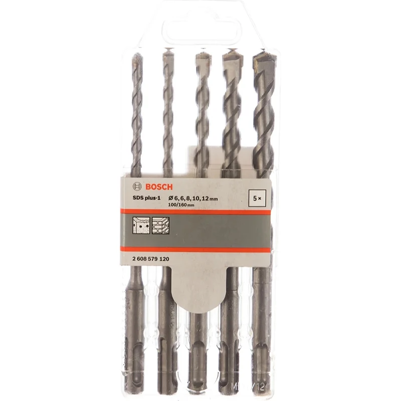 BOSCH SDS plus Multi Functional Drill Bits 5PCS For Concrete/Masonry Round Shank 4 Pits Power Tool Accessories