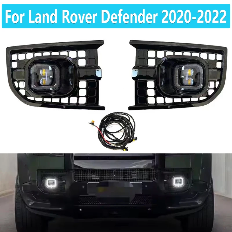 

LED DRL Daytime Running Light Fog Lights For Land Rover Defender 2020 2021 2022 Headlight Lamp Grille Covers Frame Wire