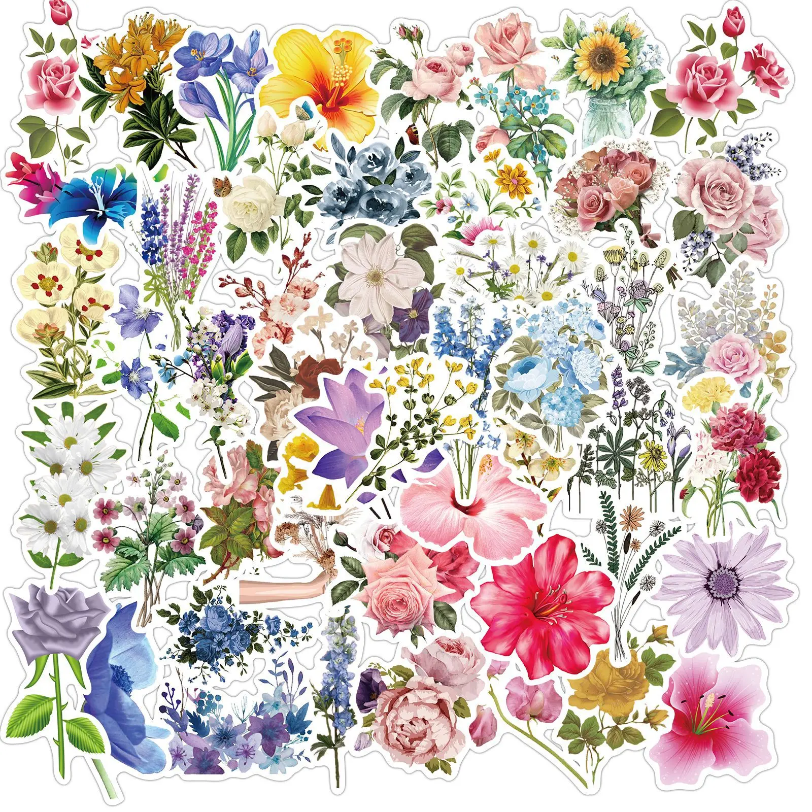 

10/50PCS Mixed Pretty Flowers Stickers DIY Bike Travel Luggage Guitar Laptop Cool Graffiti Sticker Aesthetic Decals Kids Toy