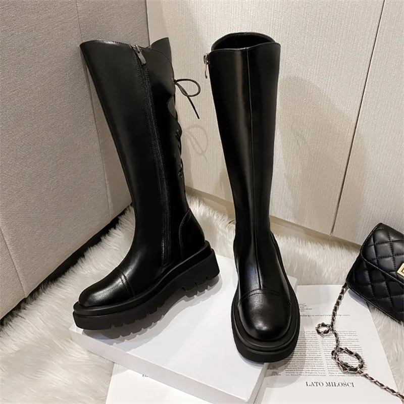 Long Boots Women's 2022 Autumn New High Sleeve Knight Boots Thick Sole Boots Plush Winter Boots