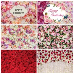 Pink Floral Flower Wall Backdrop Photography Wedding Bridal Shower Marriage Ceremony Baby Portrait Background Decor Photo Studio