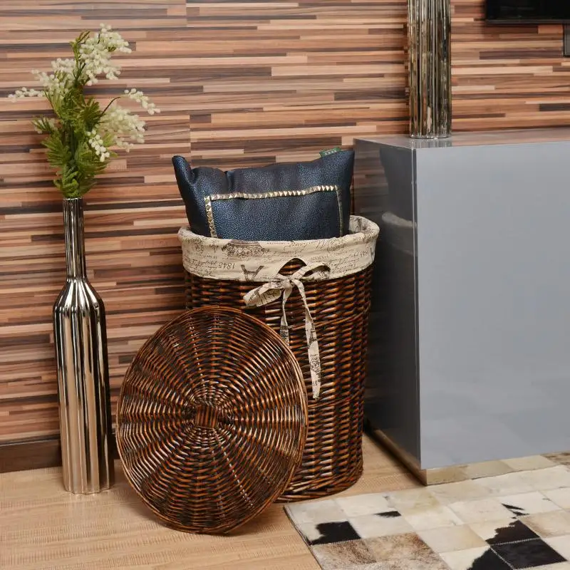 Rattan Laundry Basket Basket For Laundry Storage Basket With Cover Household Woven Laundry Basket 3