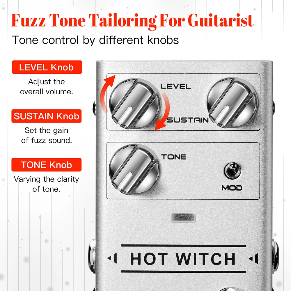 R-25 Fuzz Guitar Effect Pedal HOT WITCH Retro & Modern Pedal with Deep Smooth Lo