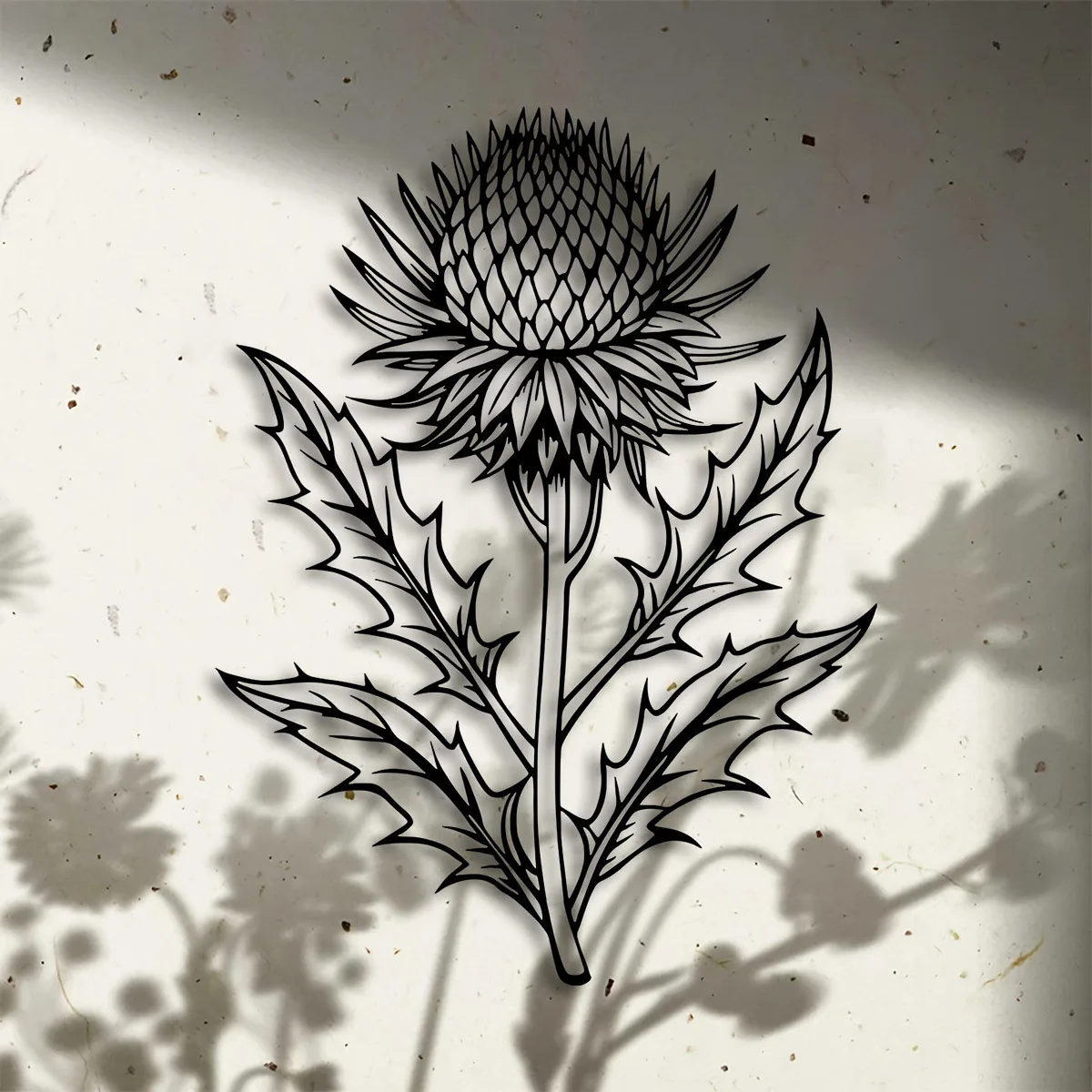 Elegant Iron Wall Art with Scottish Thistle Design - Floral Metal Wall Decor for Living Room Bedroom, Nature Inspired Botanical