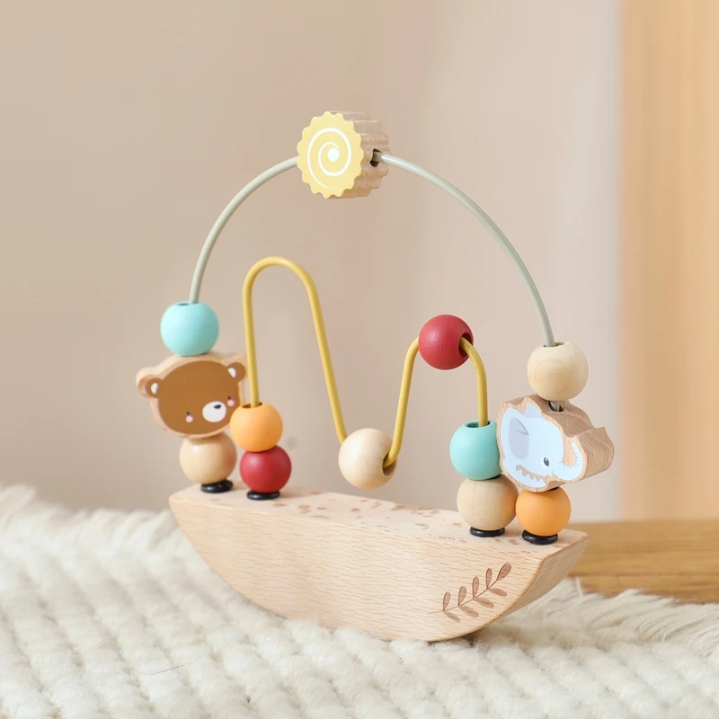 Montessori Spielzeug Holz Cartoon Tier Perlen Spiel Fördern Baby Hand-auge-koordination Spielzeug Frühen Lernen Threading Spielzeug Geschenke – Detail 25