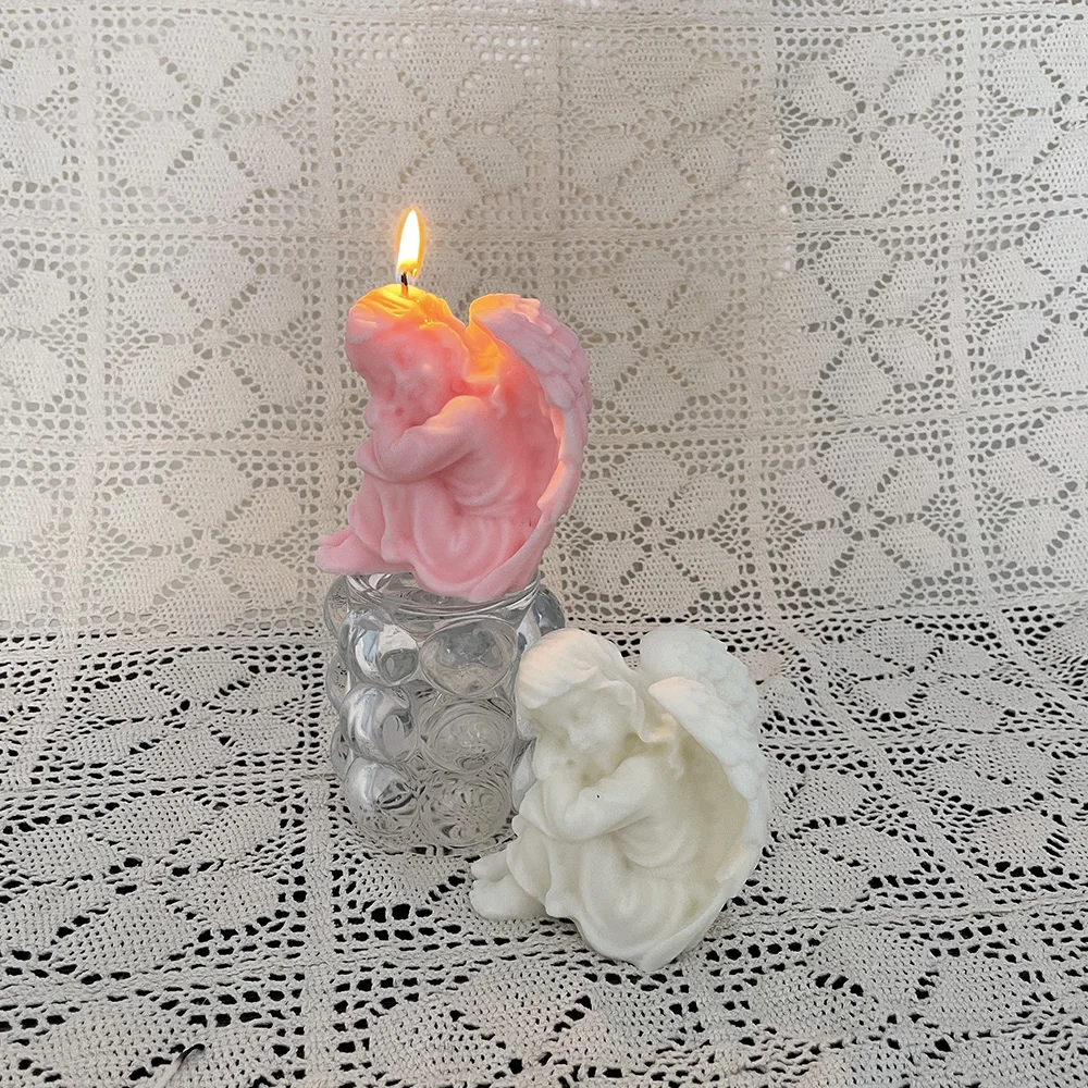 Sleeping Angel Candle Silicone Mold Cute Girl Angel Aromatherapy Gypsum Candle Ornaments Mold 8379