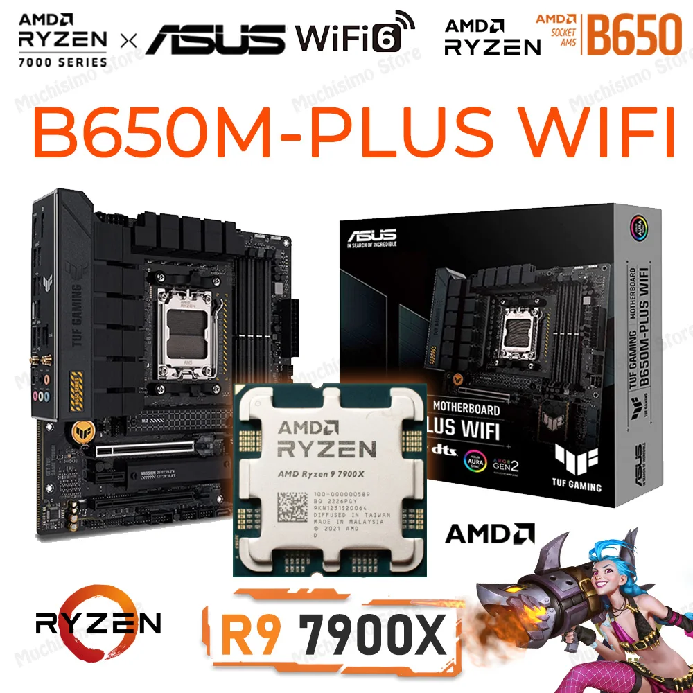 

Socket AM5 Mainboard R9 7900X CPU Combo Asus TUF GAMING B650M PLUS WIFI AMD B650 Motherboard R9 7900X Processor Kit Ryzen 7900X
