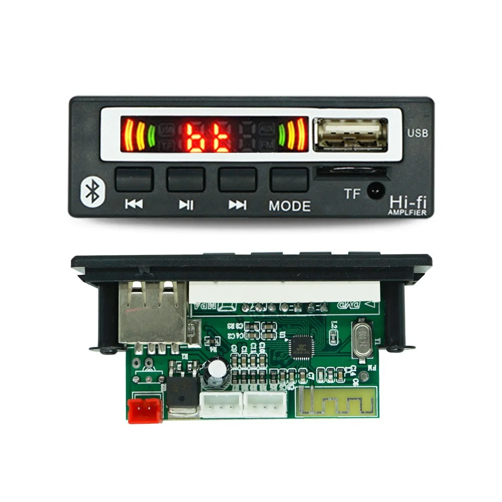 Audio power amplifier board Wireless Bluetooth 5V 12V MP3 WMA Decoder Board Audio Module Support USB TF FM Radio Module For Car Accessories