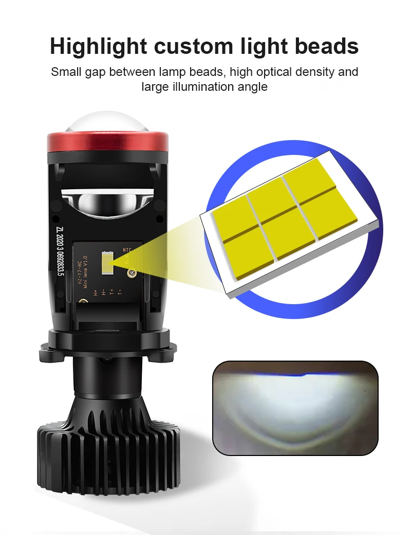2pcs H4 LED Projector Mini Lens Auto H4 LED Headlight Bulbs Kit High Beam Low Beam 120W Turbo Fan