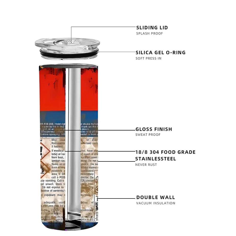 1pc 20oz Stainless Steel Thermos Cup Heat Cold Insulation Straight Water Anytime Bottle Outdoor Travel Vacuum Coffee Tea Cup